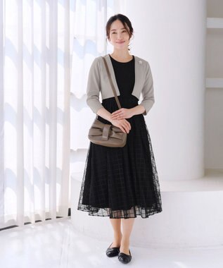 Tiaclasse 【洗える】異素材ドッキングワンピース ブラック