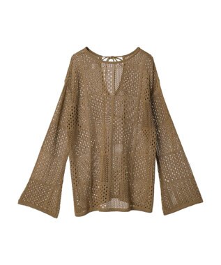 Green Parks ２ＷＡＹ透かし編みニットプルオーバー Beige