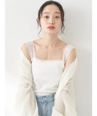 earth music&ecology レーススクエアキャミソール Ivory