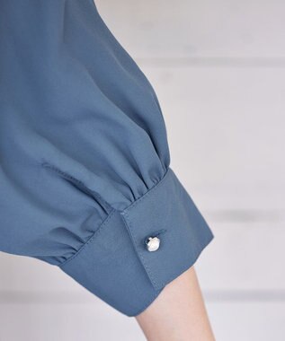 Tiaclasse L 【洗える】胸元ドレープブラウス ブルー