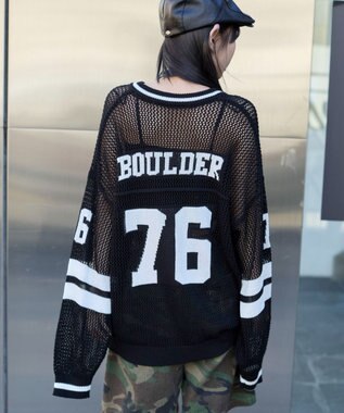 WEGO ナンバリングメッシュニットプルオーバー ブラック