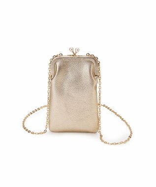 TOPKAPI 【TOPKAPI】シュリンクレザー パール チェーン ショルダー バッグ / スマホショルダー ゴールド