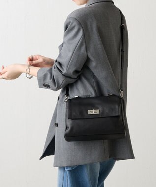 russet ソフトレザーフラップミニトートバッグ(CE-1674) Black