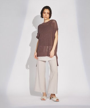 GRACE CONTINENTAL メッシュ2wayニットトップ ブラウン