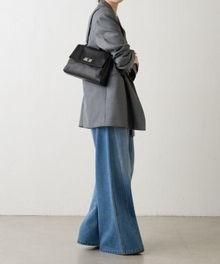 russet ソフトレザーフラップミニトートバッグ(CE-1674) Black