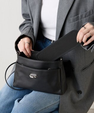 russet ソフトレザーフラップミニトートバッグ(CE-1674) Black