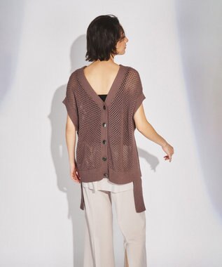 GRACE CONTINENTAL メッシュ2wayニットトップ ブラウン