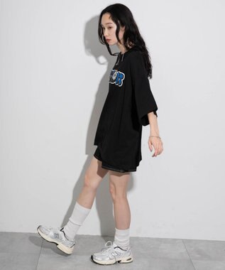 WEGO 【ユニセックス着用ITEM/ネックレス付き】アクセ付きグラフィックT（S） ブラック