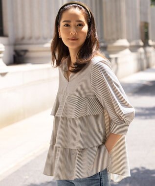 組曲 コンパクトシャーティングティアード ブラウス アイボリー系1