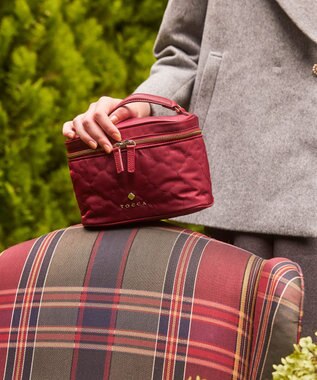 TOCCA CHECKER CLOVER VANITY ヴァニティバッグ レッド系