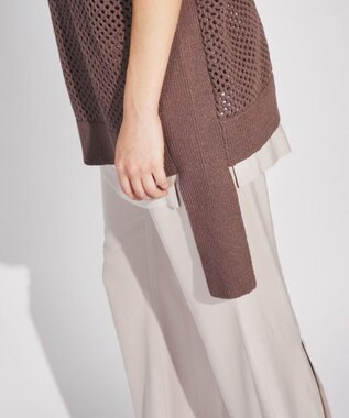 GRACE CONTINENTAL メッシュ2wayニットトップ ブラウン