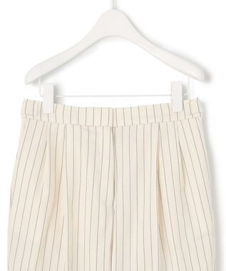 ICB L 【洗える・セットアップ対応】 LooseWeave ストライプ柄テーパードパンツ オフホワイト×ブラック系