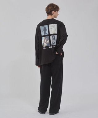 WEGO 【ウエストゴム/MLサイズ展開/ユニセックス着用ITEM】ボンディングワイドスウェットパンツ ブラック