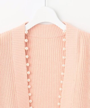 Feroux 【洗える】パール付き カーディガン ピンク系