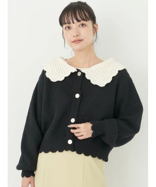 earth music&ecology フリルカラーカーディガン