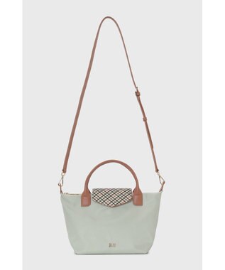 DAKS 【2WAY】ナイロン×牛革 ハウスチェック トートバッグ シーグラス