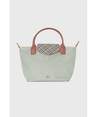 DAKS 【2WAY】ナイロン×牛革 ハウスチェック トートバッグ シーグラス