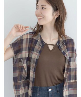 Te chichi 【接触冷感】前後2WAYデザインネックタンクトップ ブラウン