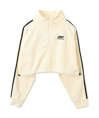 WEGO ハーフジップフリースショートプルオーバー ホワイトアイボリー