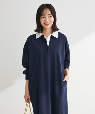 Green Parks ラガーシャツワンピース Navy