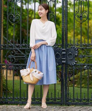 Tiaclasse L 【洗える】胸元ドレープブラウス オフホワイト