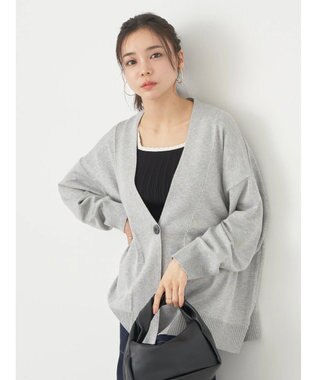 earth music&ecology ＵＶカット加工　ＢＩＧカーディガン Light Gray Mixture