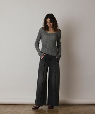 GRACE CONTINENTAL コンビデニムワイドパンツ ブラック