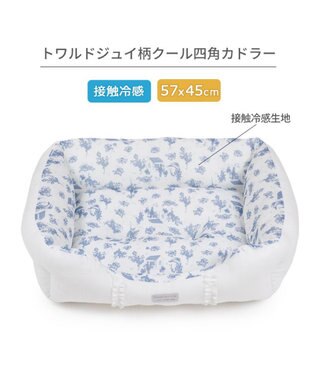 PET PARADISE ペットパラダイス クールカドラー 《トワルドジュイ柄》 四角型 Ｍ ホワイト×ブルー