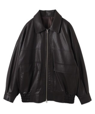 WEGO ヴィンテージライクPUフライトジャケット ダークブラウン