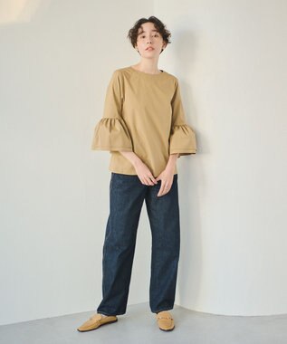 #Newans 【ANSWER for Co-Creation】ベルスリーブシンプルブラウス キャメル系
