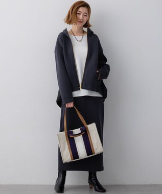 23区 【先行予約】ストライプキャンバス トートバッグ ベージュコンビ