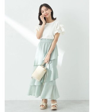 earth music&ecology フリルスリーブカットソー Off White