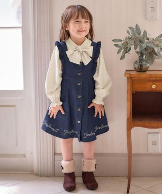 ANY KIDS フリル ジャンパースカート インディゴ