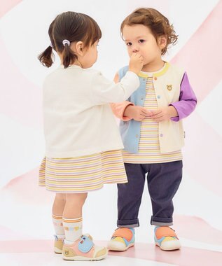 MIKI HOUSE HOT BISCUITS 【80-120cm】【Everyday Series】天竺素材 ワンポイントカーディガン マルチカラー