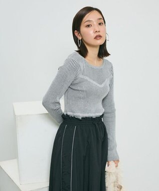 Green Parks ・ＡＮＤＳＥＡＲＣＨ　リブフェイクレイヤードニット Gray