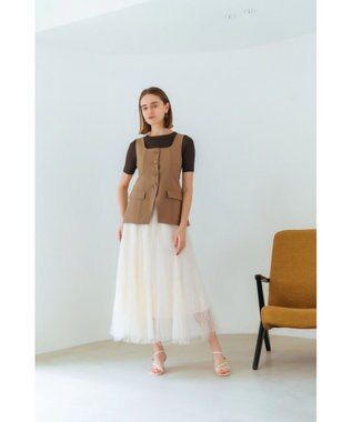 YECCA VECCA リネンライクビスチェベスト Dark Beige