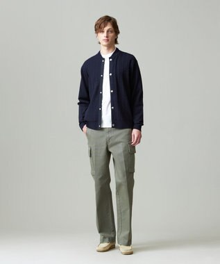 J.PRESS MEN 【ストレッチ性 / イージーケア】【FLEX YARN】ケーブルニットブルゾン型カーディガン ネイビー系