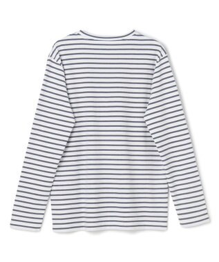 UNFILO コットンスムース レイヤードインナー ランダムボーダー(オフ×ブラック糸)