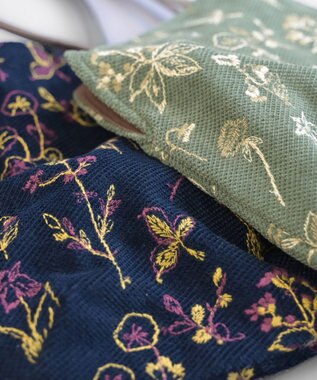 AND WOOL 花刺繍のminiバッグ ネイビー