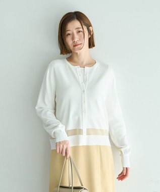 YECCA VECCA シアーMIXカーディガン Off White