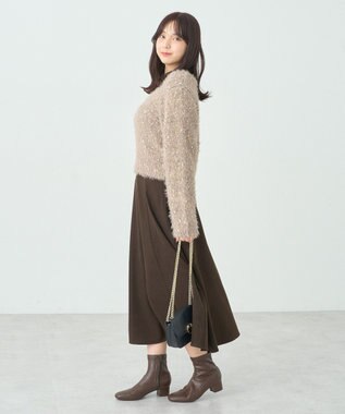 earth music&ecology ジャンボノットシャギーニットプルオーバー Pink Beige