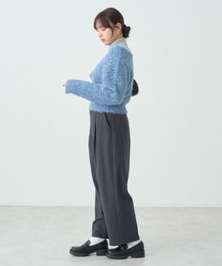 earth music&ecology ジャンボノットシャギーニットプルオーバー Light Blue