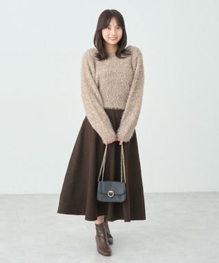 earth music&ecology ジャンボノットシャギーニットプルオーバー Pink Beige