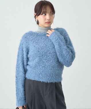 earth music&ecology ジャンボノットシャギーニットプルオーバー Light Blue