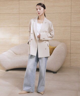 earth music&ecology ダブルジャケット Light Beige