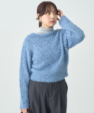 earth music&ecology ジャンボノットシャギーニットプルオーバー Light Blue