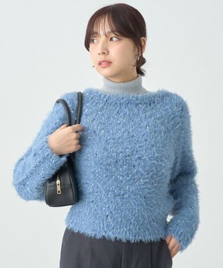 earth music&ecology ジャンボノットシャギーニットプルオーバー Light Blue