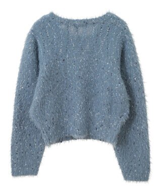 earth music&ecology ジャンボノットシャギーニットプルオーバー Light Blue