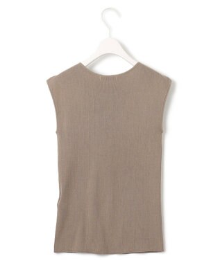 ICB L 【洗える】オーガニックコットンリブ ノースリーブニット クリームブラウン系