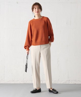 ANY 【ウエストゴム/リントラク加工/裏起毛/ストレッチ】シークレットウォーム　テーパードパンツ アイボリー